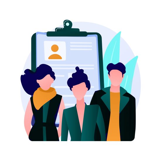 Company staff, coworkers team. Business partners, office workers, corporate employees. Multicultural group of people isolated flat design element. Vector isolated concept metaphor illustration